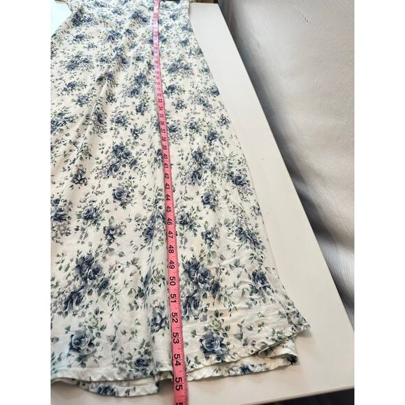 Vintage Benson Smith Midi Dress Sz 11/12 Floral Fitted Romantic Derby White Blue - Picture 12 of 16